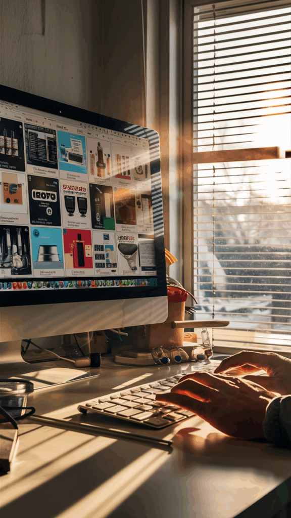 computador con imágenes de social media