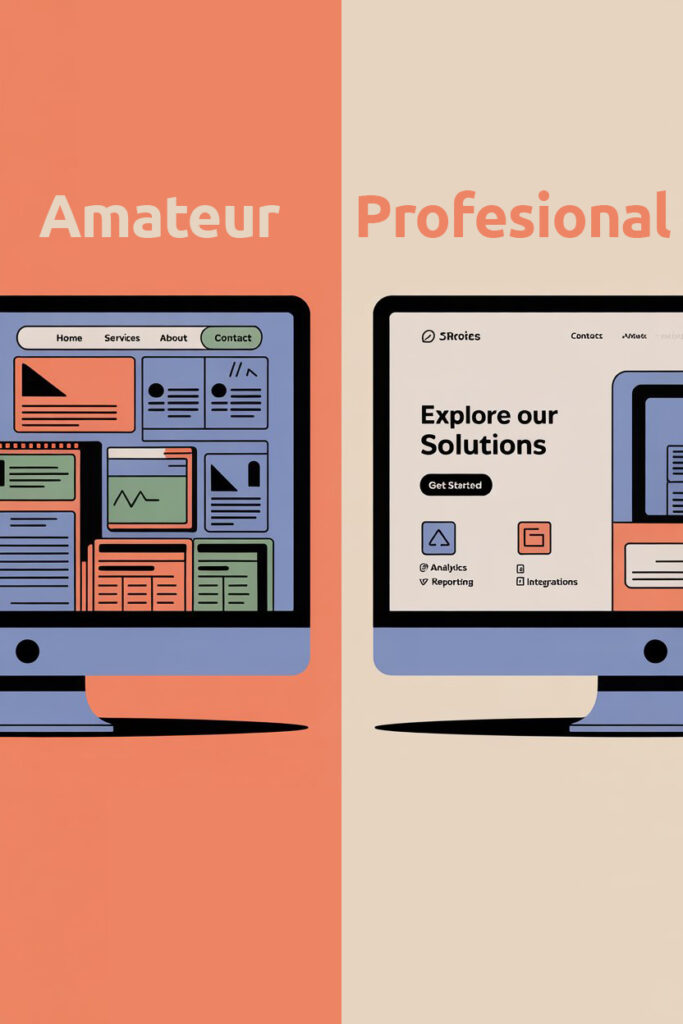 comparación de sitio web amateur y profesional